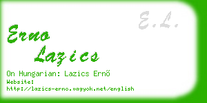 erno lazics business card